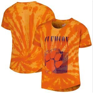 Clemson Tigers Youth Girls in The Band Orange Tie Dye Shirt Size Medium 10/12